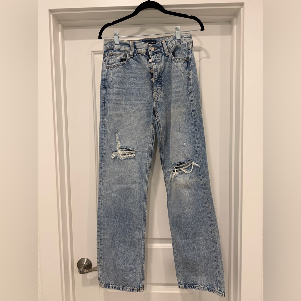 Aeropostale Light Blue Ripped Straight Jeans